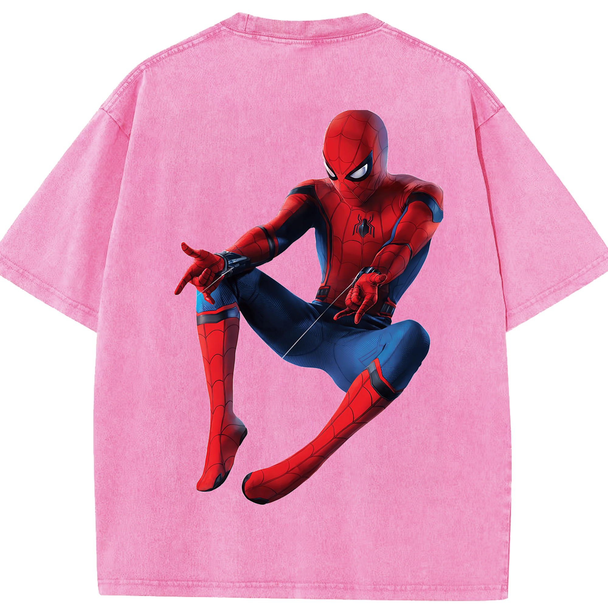 （画像用） Spider Man スパイダーマン 綿100% ヴィンテージ風 半袖Tシャツ（背面プリント）